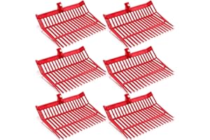 Lasnten 6 Pcs Manure Fork Replacement Head, 18 Tines Pitchfork Head with Screws and Nuts, Horse Manure Rake for Picking up Grass and Hay(Red)