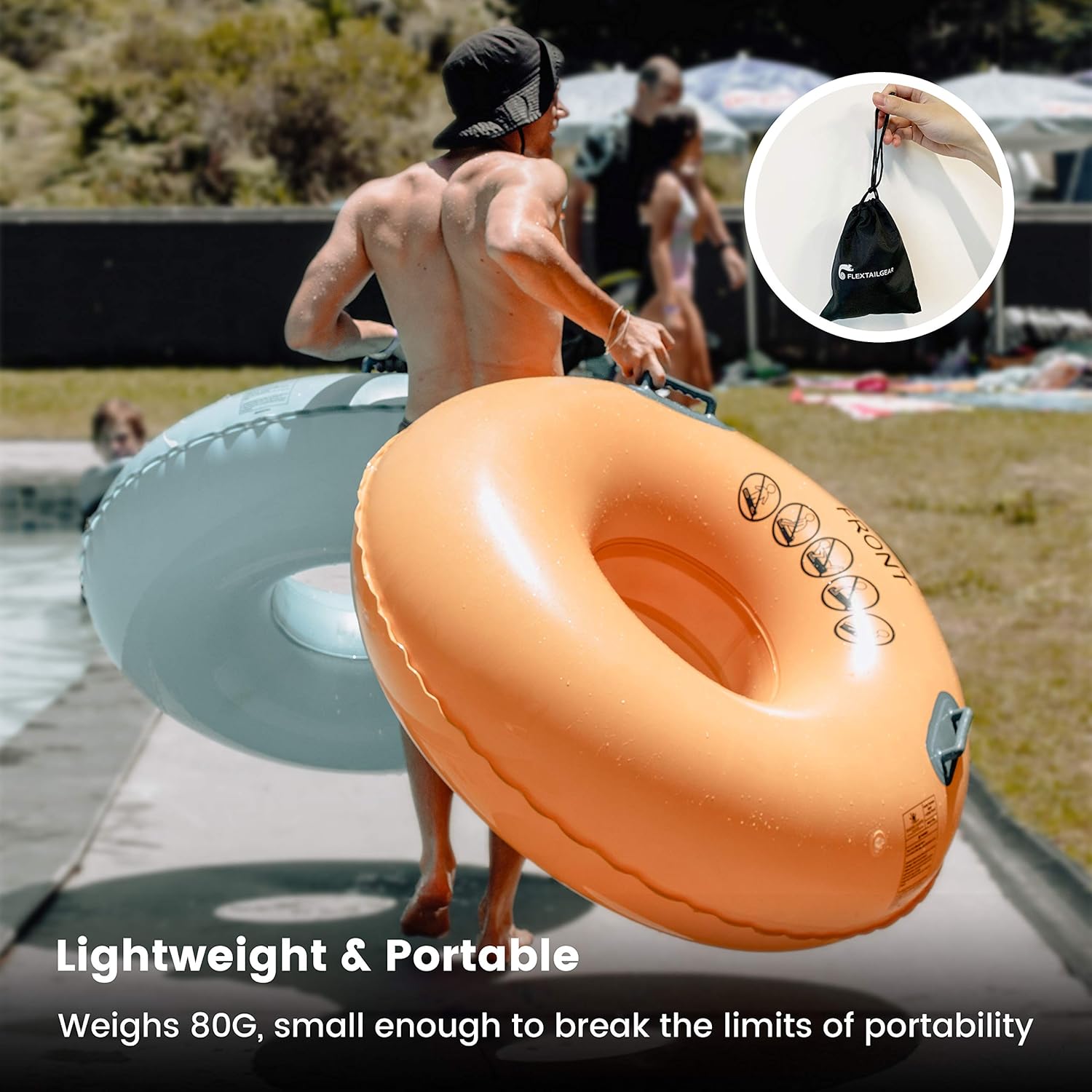 FLEXTAILGEAR Tiny Pump Portable Air Pump Ultra-Mini Air Pump with 1300mAh Battery USB Rechargeable to Inflate Deflate for Pool Floats Air Bed Air Mattress Swimming Ring Vacuum Storage Bags (Grey): Sports & Outdoors