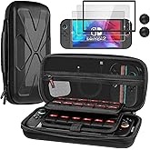 SPOVEN for Nintendo Switch 2 Case Black (2025), Portable Large Capacity Carrying Protective Hard Shell Travel Case, 4 in 1 Accessories Bundle with 2 Screen Protectors, 2 Thumb Grip Caps & Installation Tray