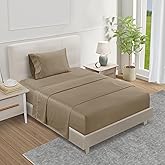 CHATEAU HOME COLLECTION Twin Sheet Set, 1000 Thread Count Sheets Twin Size Cotton, Deep Pocket Twin Sheet Cotton Bedding Sheets & Pillowcases(Upto 17"), 3 Piece Sateen Weave Luxury Bed Sheets, Taupe