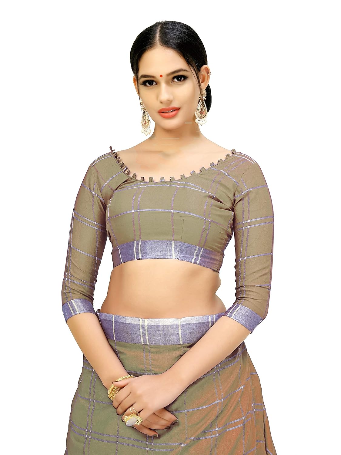 indira designer women's cotton linen blend with tessal linen sarees with blouse piece