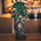 ICE ARMOR Hand Painted 11.5" H Green Dragon on Rock Figurine Statue Sculpture Ornament Decoration Home/Room Decor Unique Gift Ideas for Housewarming, Holidays Birthdays Great Collectible Addition