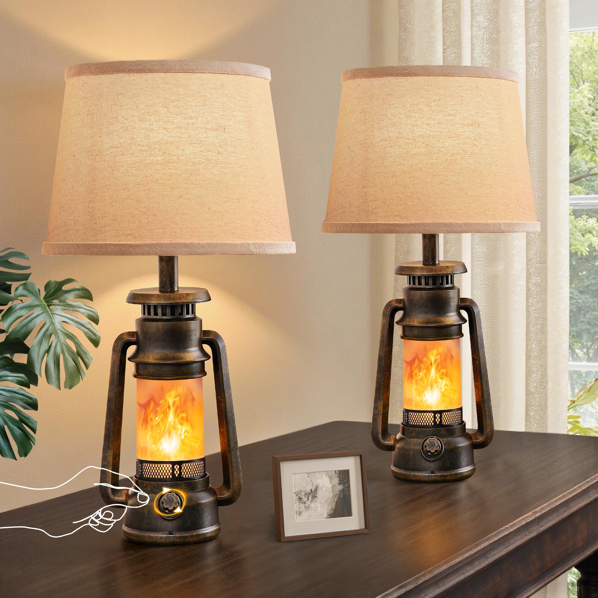 Photo 1 of *MISSING PARTS*
LEDIARY 18.72" LED Vintage Lantern Flickering Flame Table Lamps for Bedrooms, Farmhouse Rustic Vintage End Table Lamps, Rustic Retro Bedside Nightstand Desk Lamp for Living Room