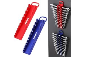 WORKPRO 2-Pack Magnetic Wrench Organizer, 12-Piece Gripper Wrench Holder for Stubby or Line Wrenches, Quality Wrench Rack Fits for SAE (1/4” to 15/16”) and Metric (6mm to 24mm), Flexible Teeth