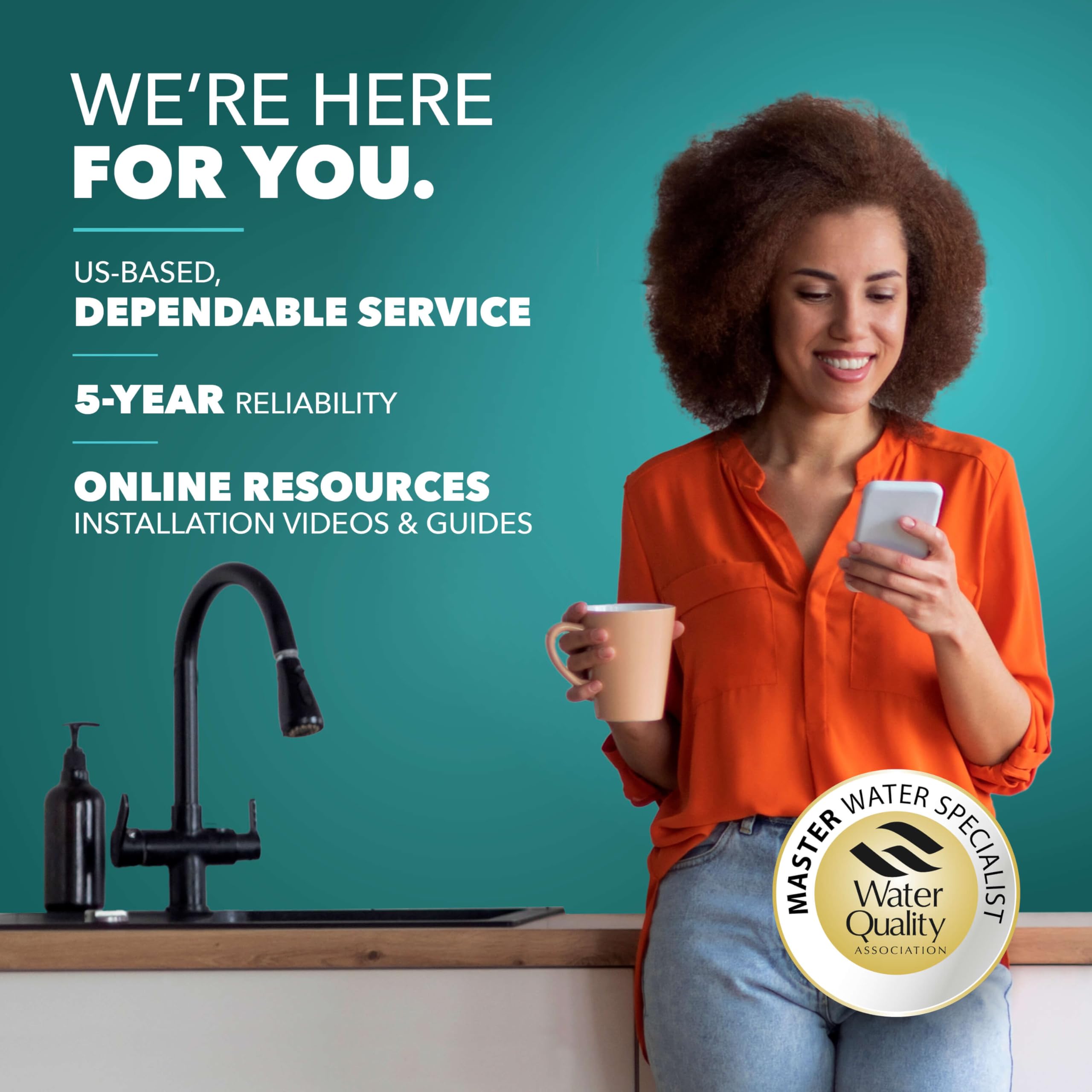 Under Sink Water Filter for Sink Faucet by CuZn, 5 Year Filtration Life, Reduces PFAs, PFOS, Lead, Chlorine, Improves Taste of Tap Water with NSF/ANSI 42 & 372 Certified High Performance