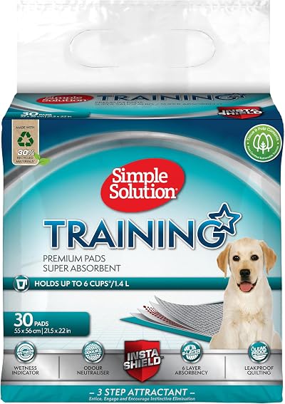 Simple Solution Absorbent Premium Dog Training Pads 30 Pack 6-Layer Leak-Proof