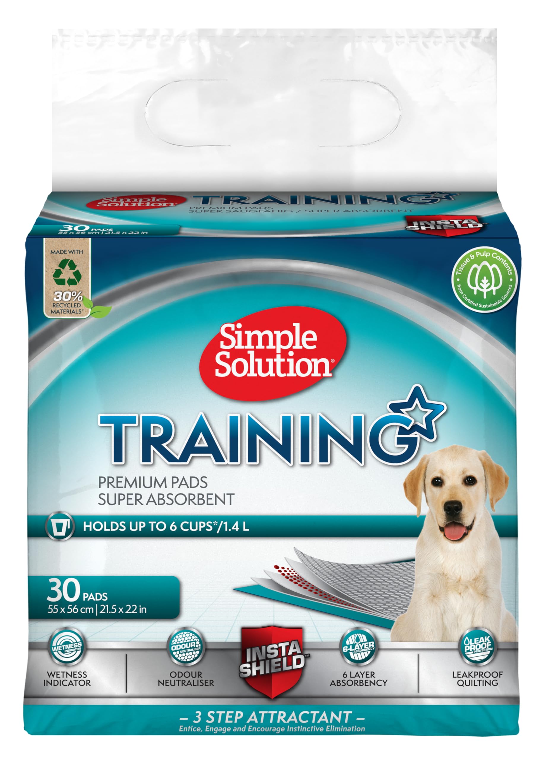 Simple Solution Absorbent Premium Dog and Puppy Training Pads -Pack of 30