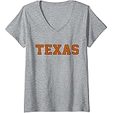 Womens Vintage Texas Men Texas Women Retro Orange Gift V-Neck T-Shirt