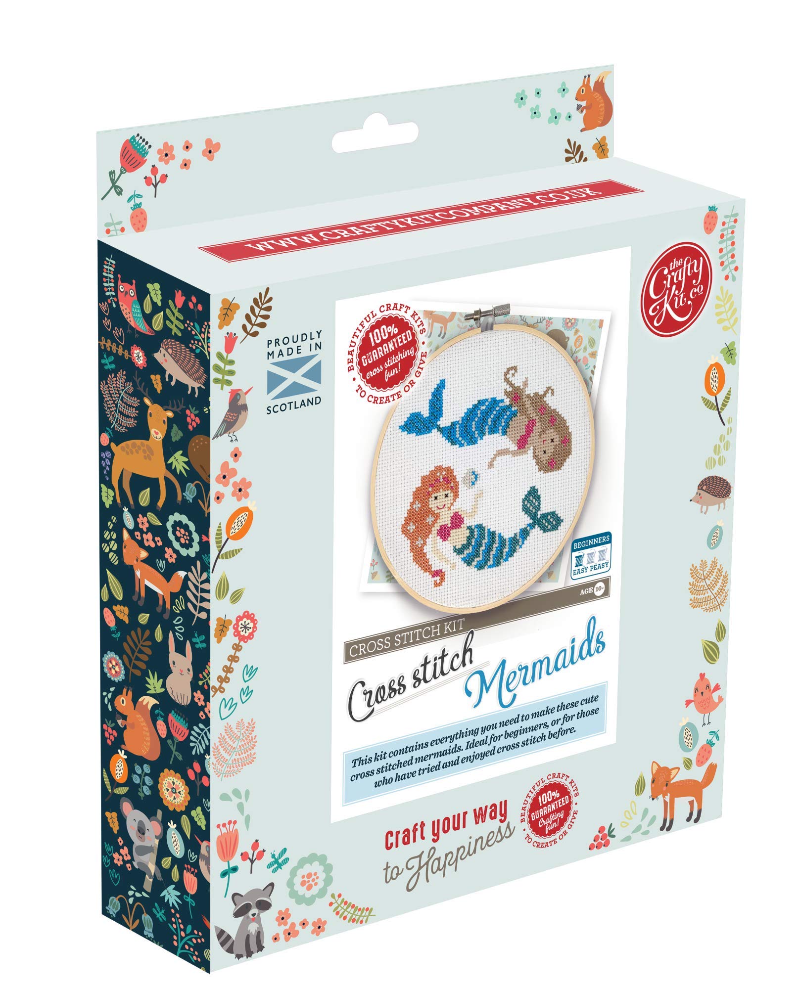 The Crafty Kit Company Mermaids DIY Cross Stitch Craft Kit for Beginners Kids and Adults - Made in The UK