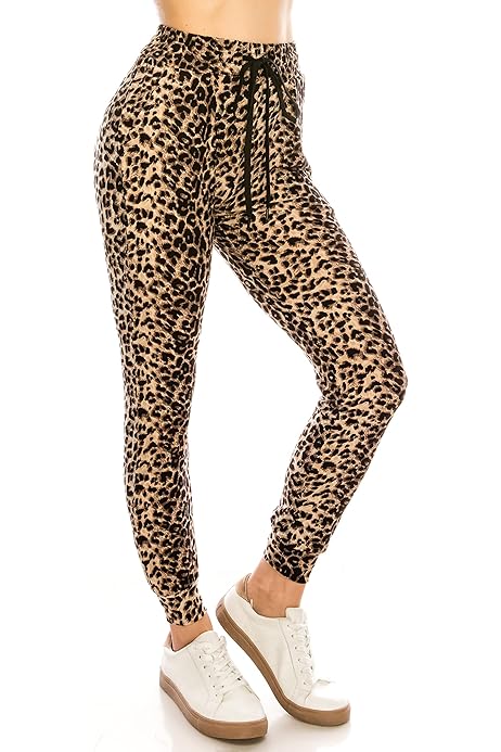 Amazon.com: ALWAYS Women Drawstrings Jogger Sweatpants - Super Light Skinny  Fit Premium Soft Stretch Leopard Animal Print Pockets Pants L : Clothing,  Shoes \u0026 Jewelry