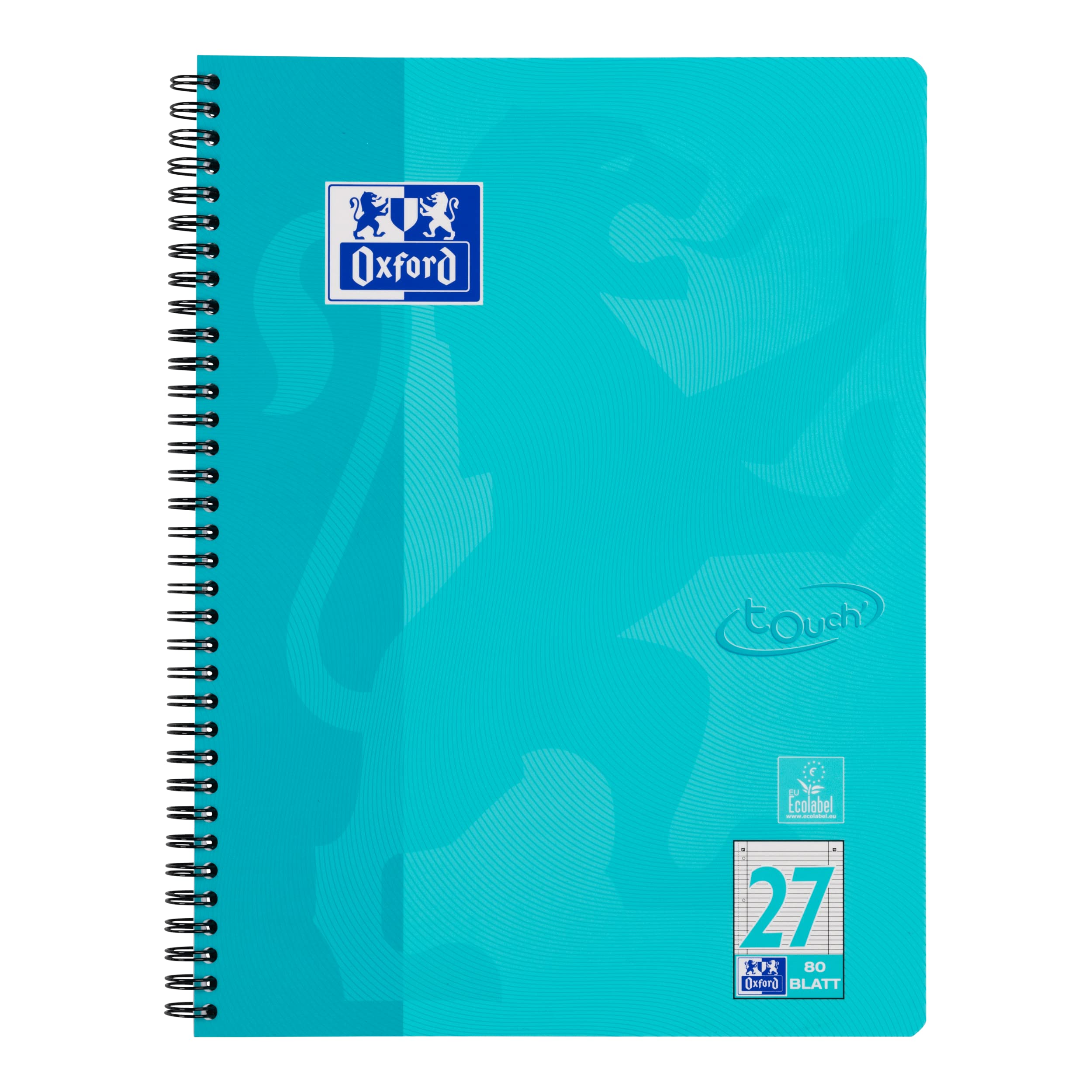 Oxford 400086492 Touch College Notepad A4 80 Sheets Lined with Double Margin Aqua Writing Pad Letter Pad School Notepad