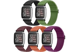 Vodtian Elastic Bands Compatible with Fitbit Versa 2/Versa Watch Band, Adjustable Nylon Braided Bands Replacement Solo Loop Sport Straps Wristband for Women Men