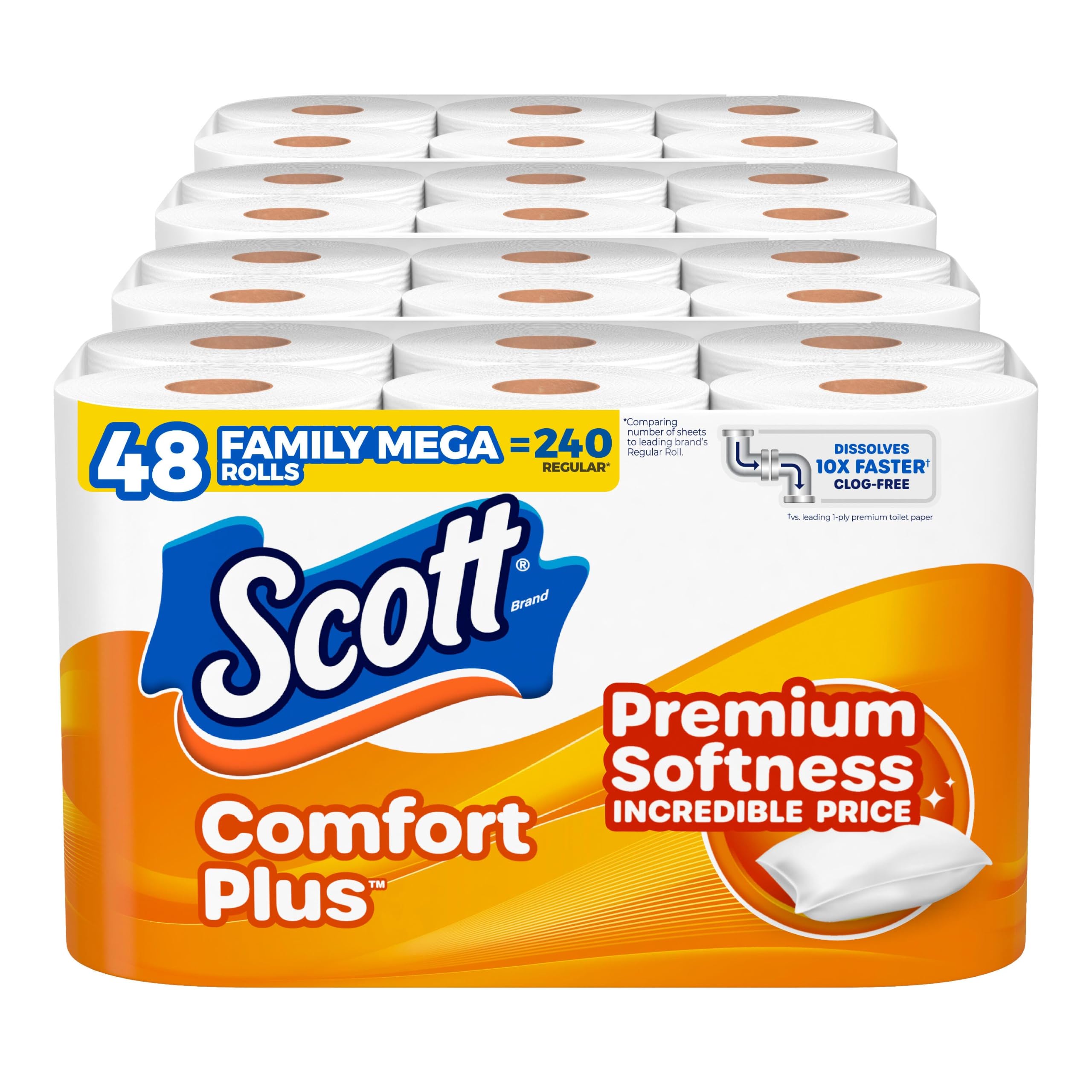 Scott ComfortPlus Toilet Paper, 48 Triple Rolls, 231 Sheets per Roll