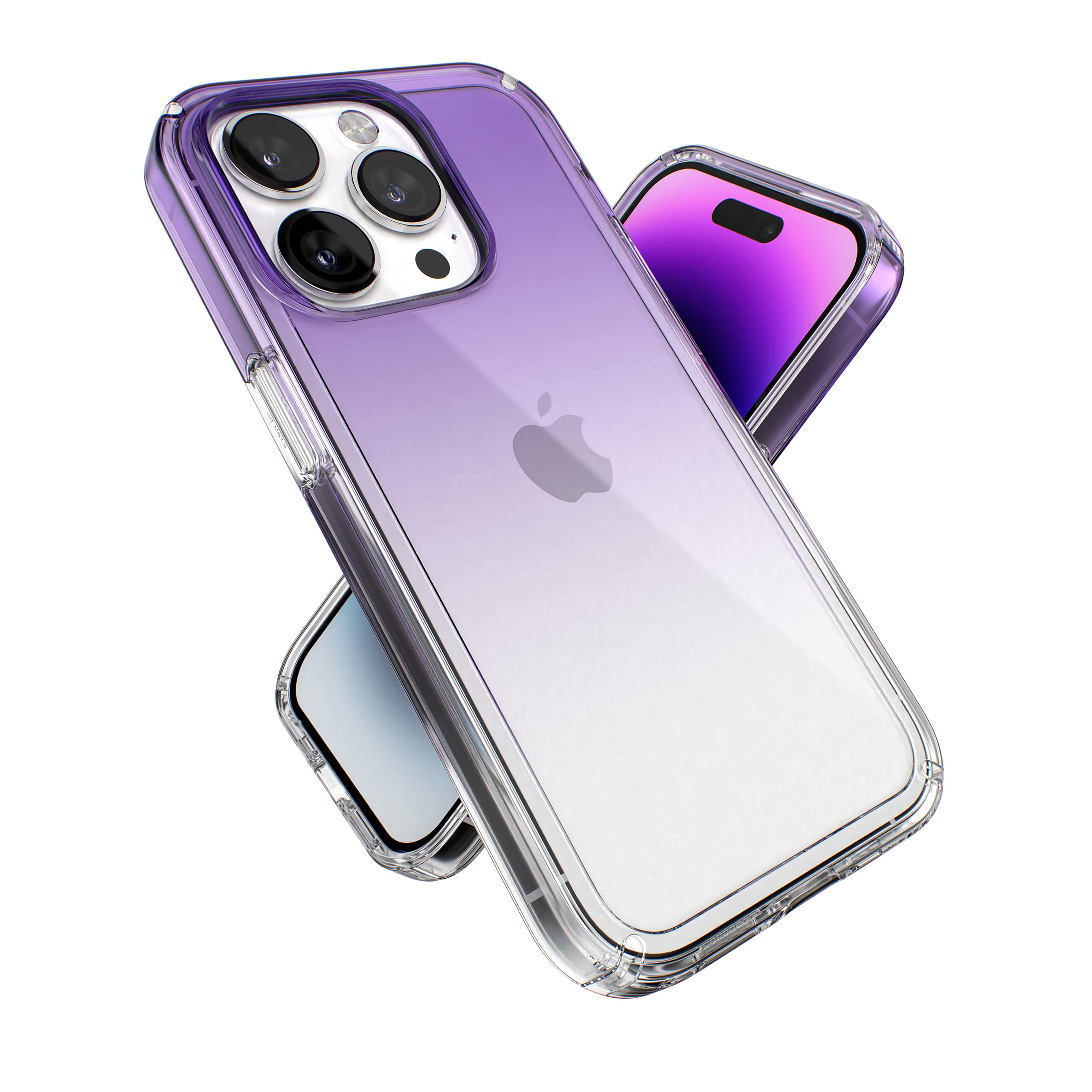 Speck Clear iPhone 14 Pro Case - Drop Protection, Scratch Resistant Dual Layer Slim Phone Case for 6.1" iPhone 14 Pro - Anti-Yellowing & Anti-Fade Case - Ombre Amethyst Purple Fade/Clear GemShell