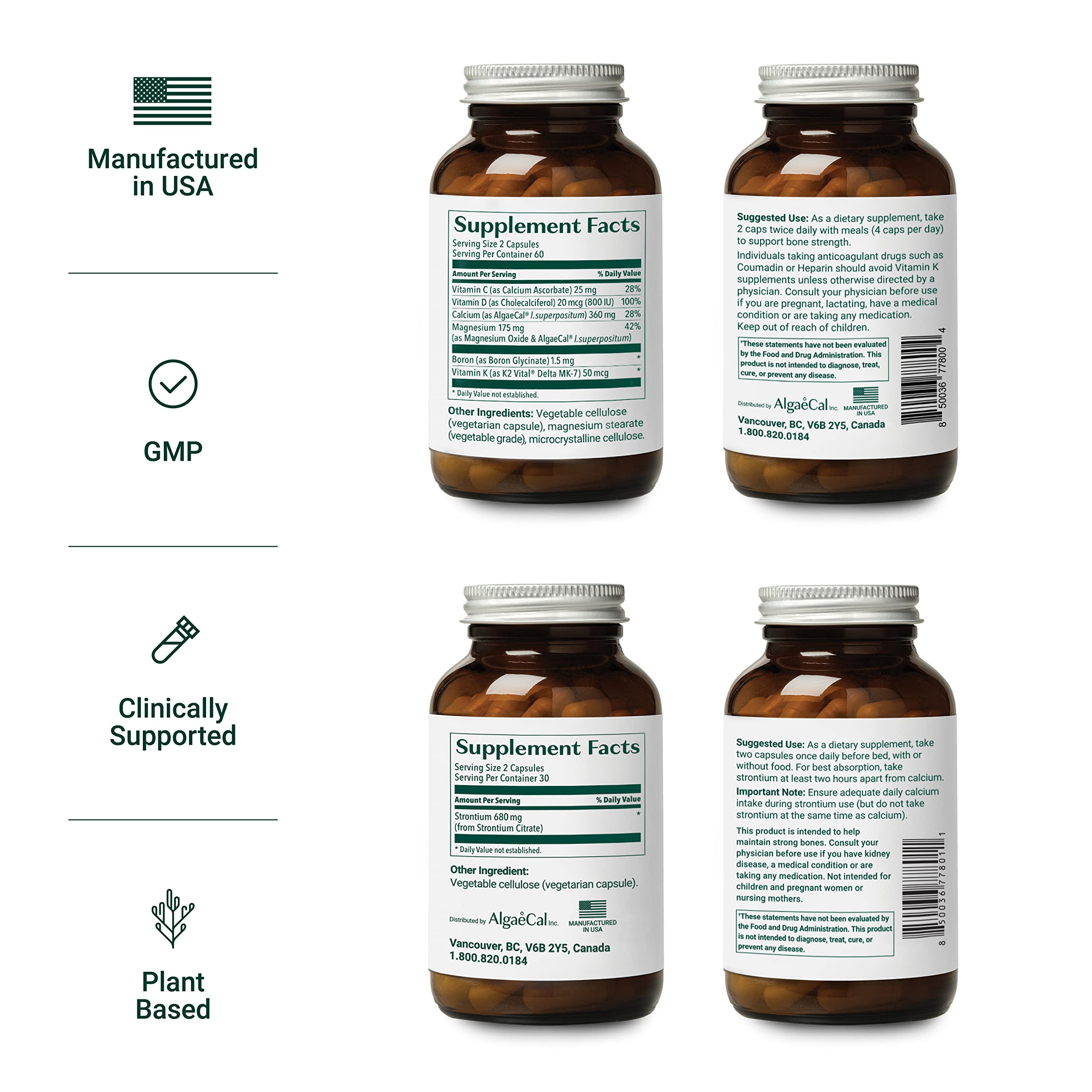 ALGAECAL Powerhouse Bundle - D3 Complete (1000 IU) + K2, Vitamin E, Vitamin A & Bone Builder Pack for Increased Bone Density & Omega 3 Fish Oil 1200mg EPA DHA & Osteoporosis Book