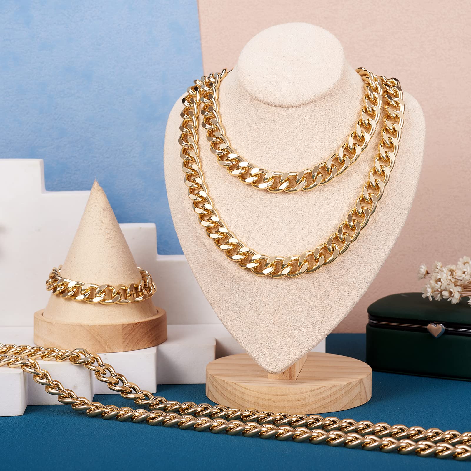 Craftdady 2Pcs Flat Chain Strap Gold Metal Purse Handbag Shoulder Body Replacement Strap 39.3