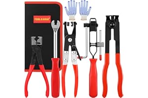 TOOLEAGUE 5Pcs Joint CV Boot Clamp Pliers Set,Hose Clamp and Clic-R Type Pliers,Auto Trim Removal Tool with Storage Bag for Car ATV UTV