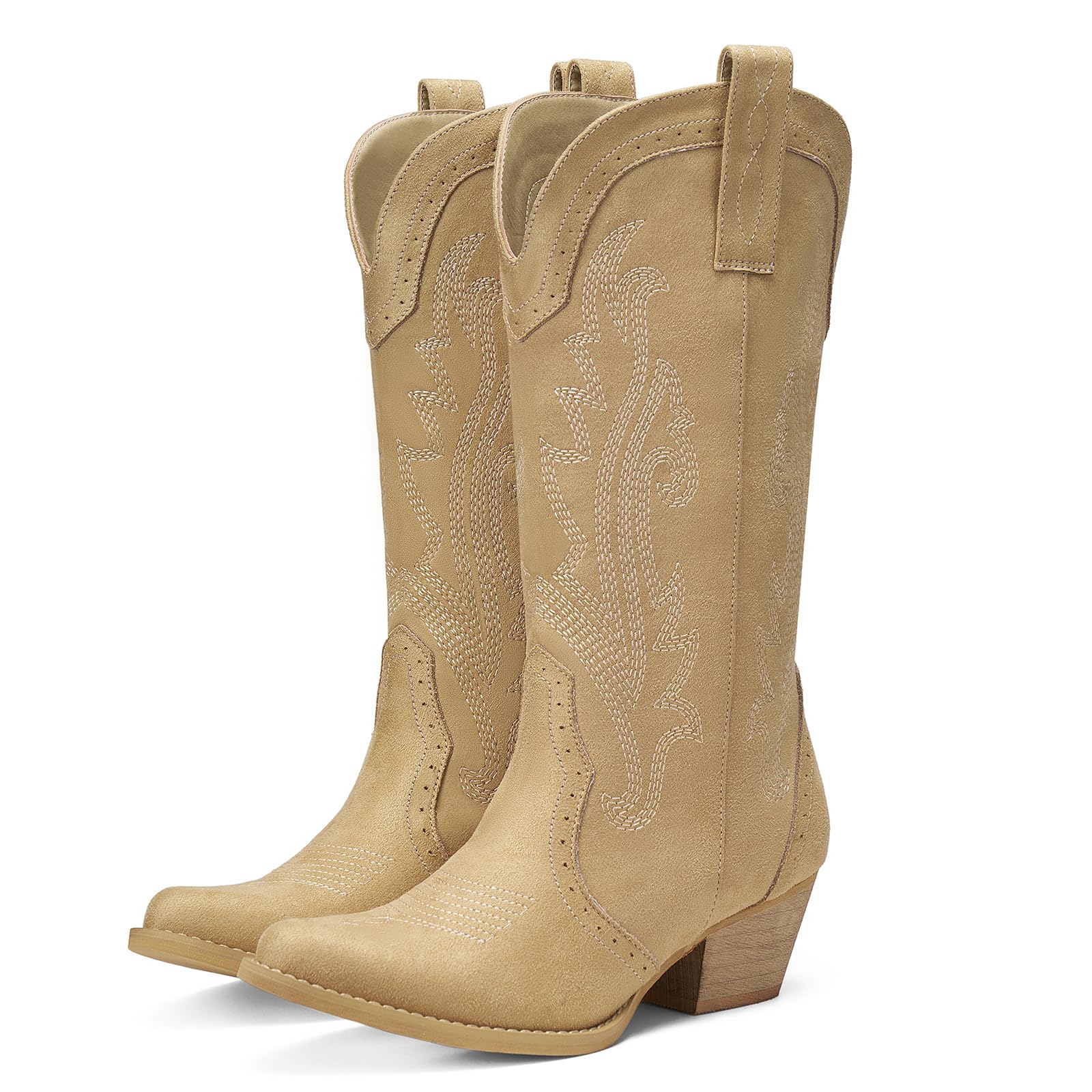 Photo 1 of HISEA Rollda Cowboy Boots for Women, Cowgirl Boots, Comfortable Western Boots with Pointed Toe Stitched Embroidery for Country Concert Dancing Wedding Traveling Daily Outfits