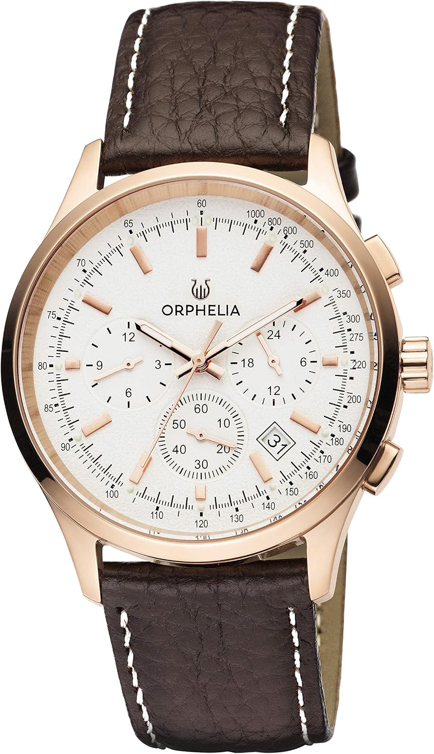 Orphelia Mens Multi Dial Quartz Watch with Leather Strap OR81703, Brown/Silver