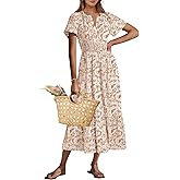 ANRABESS Women's Summer Short Sleeve Maxi Dress 2025 Casual V Neck High Waist A-Line Flowy Loose Tiered Boho Long Dresses