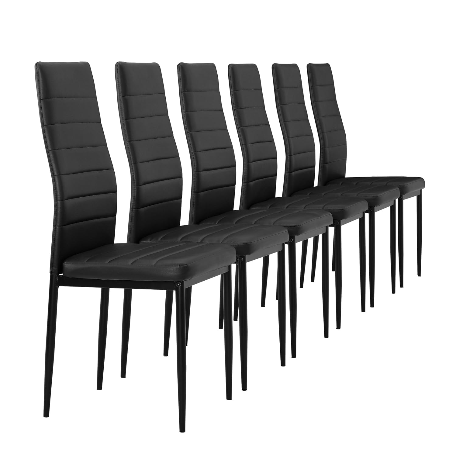 En casa reg 6 X Sillas De Comedor Negro Tapizadas De Cuero Sint eacute