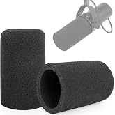 Windscreen for SM7B, 2Pack Microphone Pop Filter Foam Cover Compatible with Shure SM7B, Mic Cover Replacement for Noise Reduction By ChromLives, Black