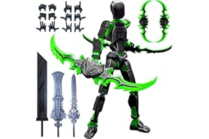 altuco Assembled T13 Action Figure with Multiple Accessories, Black-Green 3D Printed Multi-Jointed Titan 13 Figure,Dummy 13 Desktop Decorative Toy