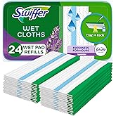Swiffer Sweep + Mop, Wet Pads Refill, Floor Cleaner for Dirt, Dust, Hair, Cleaning Cloths for Mopping Home, Bathroom, Kitchen, All Purpose Multi-Surface Floor Wipes, Lavender, 24ct