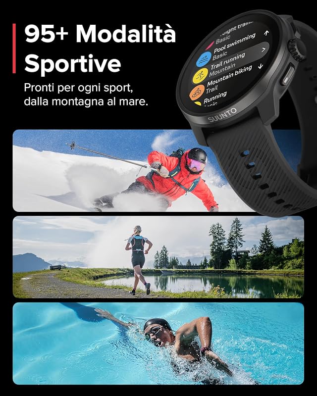 Race S Orologio Sportivo Donne Uomo, GPS Running Activity Tracker, Bi-Band GNSS, Offline Map, AMOLED Touch Schermo, Smartwatch Cardiofrequenzimetro Altimetro, 95+ Sports, Autonomia 13 Giorni
