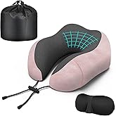 Phent zari Neck Travel Pillow, Upgraded Memory Foam Pillow for Airplane, Machine Washable, Adjustable Flight Pillow, Suitable for Sleeping Airplane, Car, Office and Home (Pink)