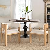 Cozyman Barrel Dining Chairs Set of 2, Boucle Dining Chairs with Curved Backrest & Wood Frame, Chenille Upholstered Dining Ch