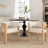 Patioperk Boucle Dining Chairs Set Of 6, White Mid Century Morden