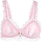 Satini Sissy Frilly Lace Fitted Satin Bralette