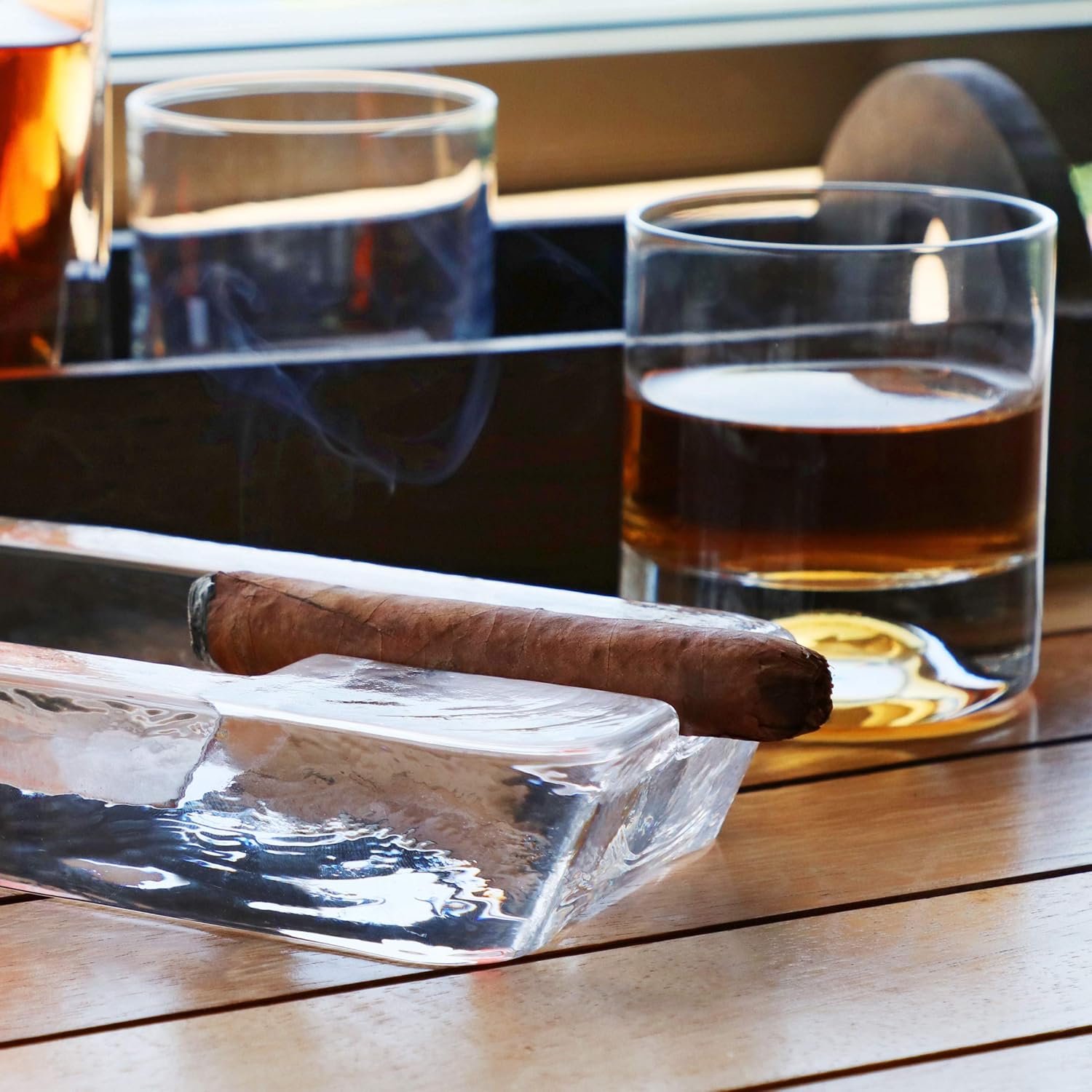 Pasabahce Crystal Glass Heavy Cigar Ashtray for Patio | 2.57 Lbs, Large Handmade, Outdoor, Indoor, Home, Office, Hotel, Pool, Restaurant - Image 4