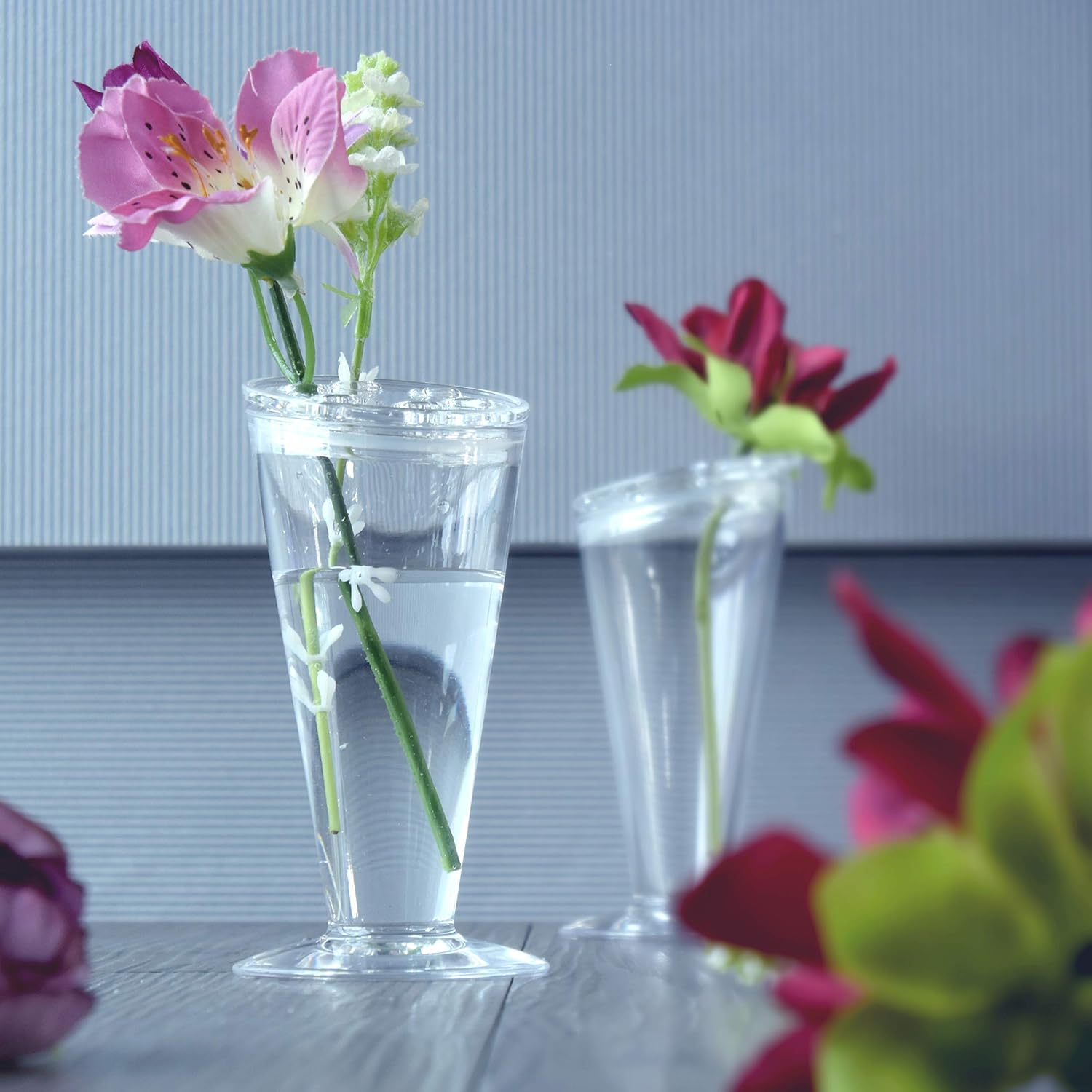 Vases Set Of 4 Flowers Not Included X 4 3 Amazing Abby Vase Bud H Shatter Proof And Ultra Safe 2 3 D 4 Pack Acrylic Vase With Flower Frog For Easy Fresh Floral Arrangement Home