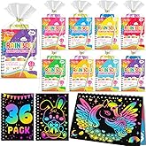 FEREDO KIDS Scratch Art Party Favors for Kids 8-12: 36 Pack Rainbow Scratch Art Notebook, Easter Basket Stuffers, Easter Coloring Books for Kids Ages 4-8, Students Classroom Rewards Gifts Bulk