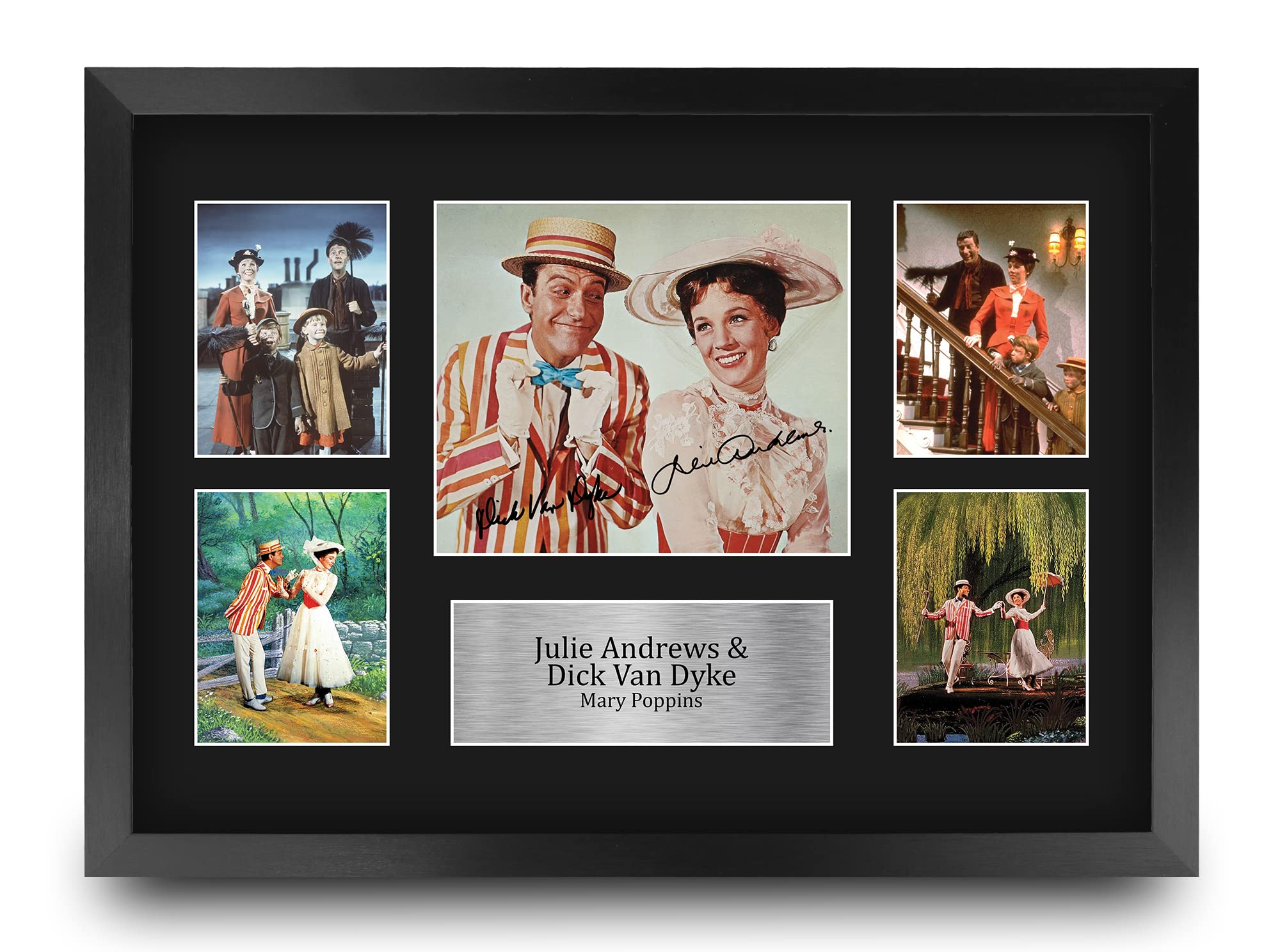 HWC Trading FR A3 Julie Andrews & Dick Van Dyke Mary Poppins Bert Gifts Printed Signed Autograph Picture for Movie Memorabilia Fans - A3 Framed