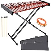 37 Note Xylophone Professional Wooden Glockenspiel Xylophone With Height Adjustable Stand,4 Mallets,Hand Bell and Carry Bag