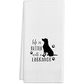 QIYUHOY Life is Better with A Labrador Dog Paws Kitchen Towels Tea Towels, 16 X 24 Inches Cotton Modern Dish Towels Dishcloths, Dish Cloth Flour Sack Hand Towel for Farmhouse Kitchen Decor