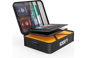 Noiposi Document Organizer with 5200℉ Heat Insulated,Waterproof and Fireproof Document Box with Lock, Home Travel Strong Fireproof Safe Storage Box for Letter Size Important Documents and File