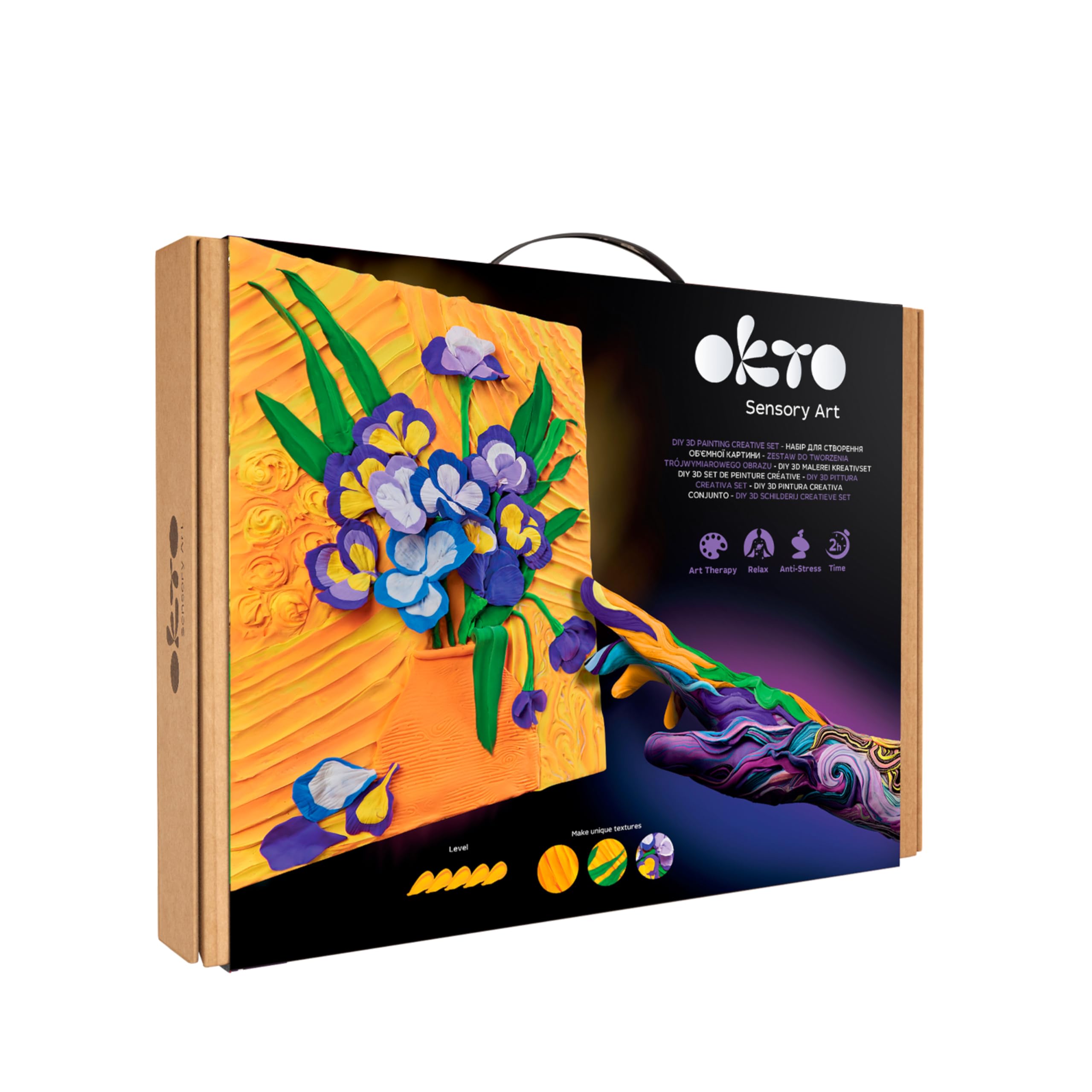 Okto Irises Art Craft Kits - Similar to Painting by Numbers for Adults, Air Dry Clay Modelling Kit, Arts and Crafts, Craft Kit