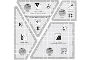 Creative Grids Scrap Crazy 6 Template Set Quilt Ruler – CGRMT6 – Made in USA, 6in x 9in, Non-Slip Grip Acrylic Quilting, Sewing, Crafting, Patchwork Ruler & Template