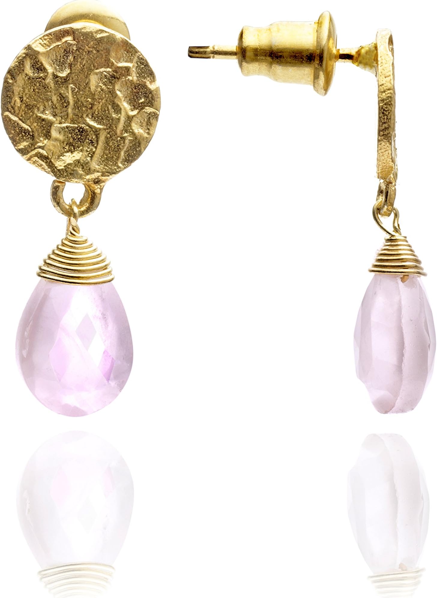 Athena Small Drop Earrings: Pink Chalcedony