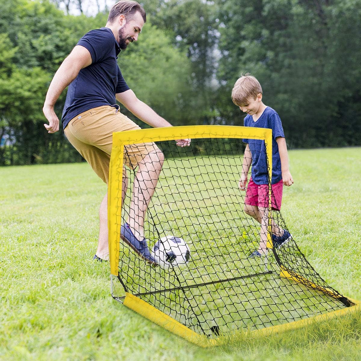WEKEFON Soccer Goal Portable Soccer Nets for Backyard Outdoor Training and Games Goals for Kids with Carrying Bag, Fiberglass Poles, Sets of 2 : Sports & Outdoors