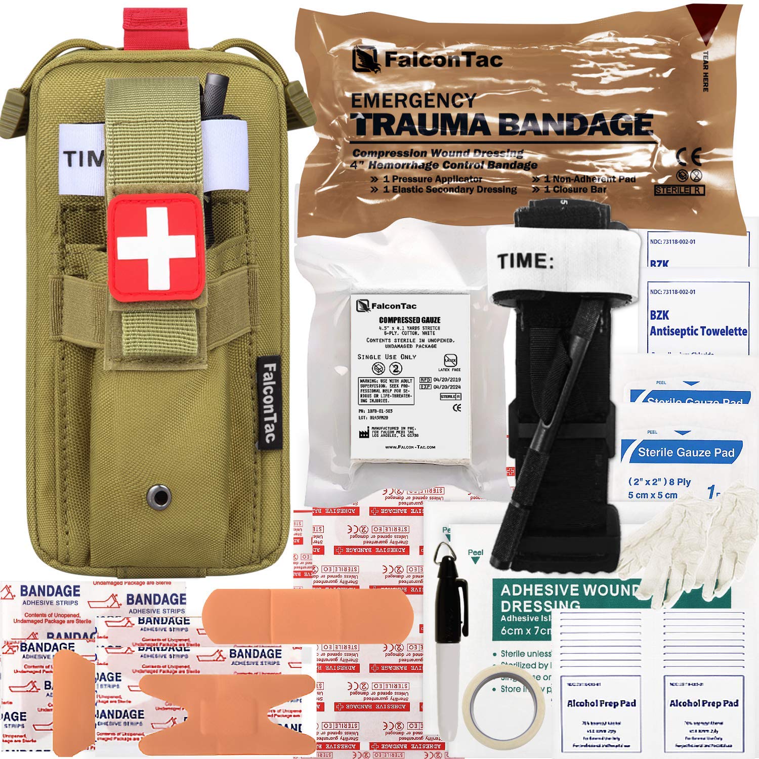 FalconTac Everyday Carry Trauma Kit IFAK Emergency Treatment Care EMT