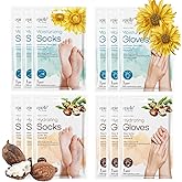 Epielle Hydrating & Moisturizing Hand & Foot Masks, Relieve and Soften Dry, Rough Skin, Self Care Gifts for Women, Spa Kit, Stocking Stuffers, 6 Moisturizing Gloves & 6 Moisturizing Socks