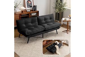 Mixcous Velvet Convertible Futon Sofa Bed, 71" Cozy Loveseat Sleeper, Comfy 7" Thick Cushion Lounge Sofa Compact 2-Seater Futon Couch for Small Space Living Room Bedroom Dorm