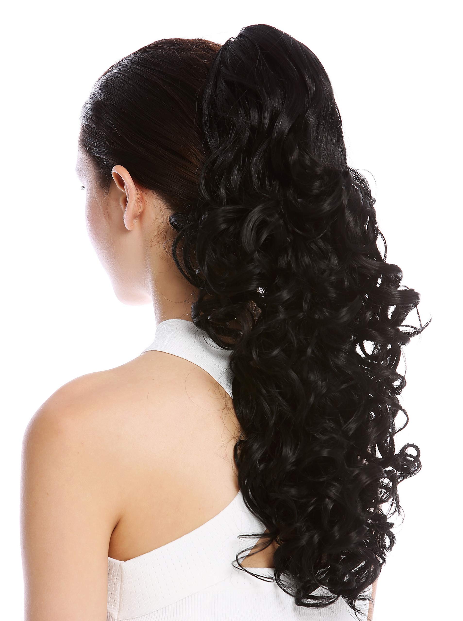 WIG ME UP - N956-V-1 Ponytail Hairpiece Extensions optional Combs & Clamp long voluminous curled curls black 20inch โ image 1