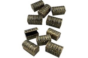 ZODIFEVI Pirate Treasure Chests, Mini Vintage Pirate Jewelery Box, Games Toys Set for Children Play Favor Party Supplies Decor Store Gold Coin Gem, Halloween Decorations (Pirate Treasure Chests)