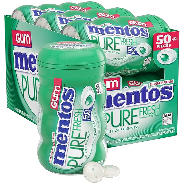 MENTOS PURE FRESH SUGAR-FREE CHEWING GUM WITH XYLITOL,...
